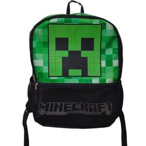 Minecraft Creeper School Backpack / Bookbag Black Green Checkered Bag Large 16"